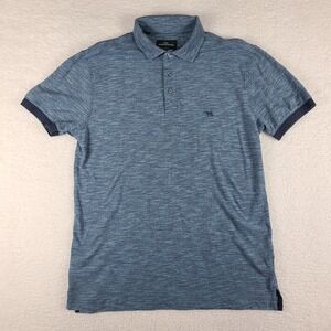 Rodd Gunn Polo Shirt Mens Large Blue Slate Sports Fit Performance Short Sleeve‎